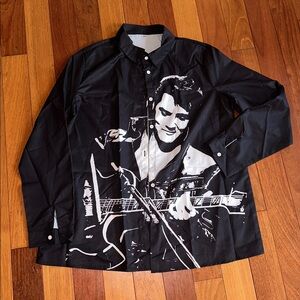 Elvis Presley Black Graphic Button-Up Shirt